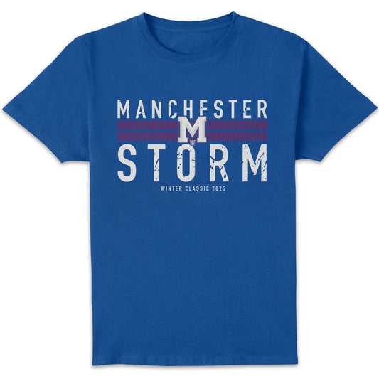 Manchester Storm Alternative Double Line T-Shirt - Blue